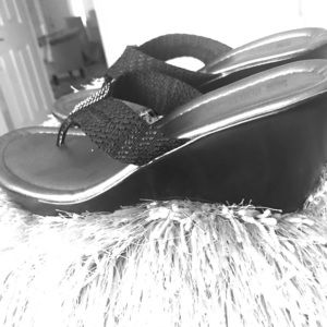 White Mountain wedge sandals